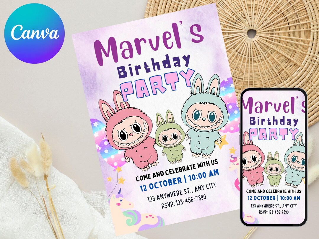 Labubu Invites Labubu Birthday Party Invitation, Labubu Birthday Party, Labubu ...
