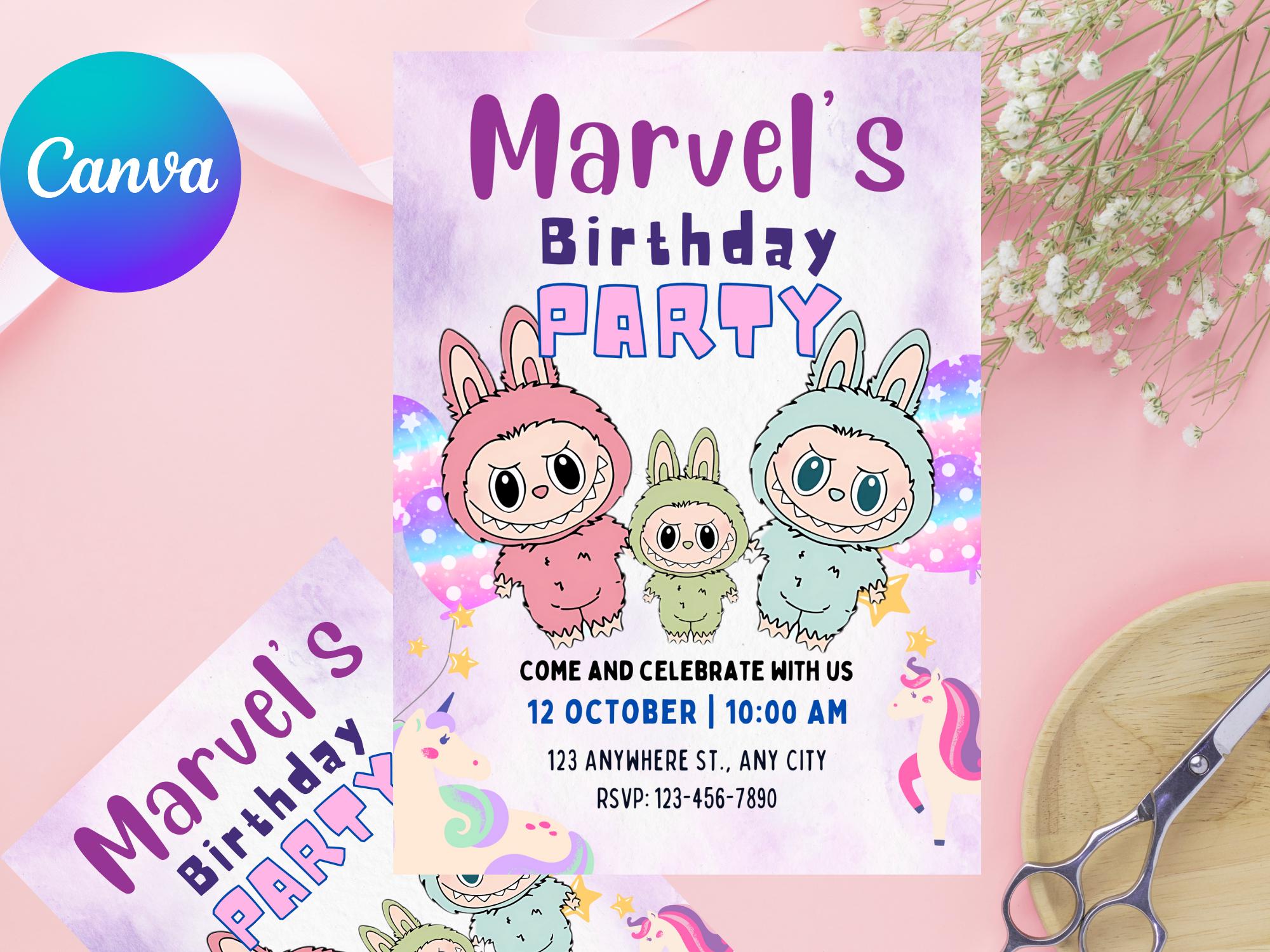 Labubu Invites Labubu Birthday Party Invitation, Labubu Birthday Party, Labubu ...