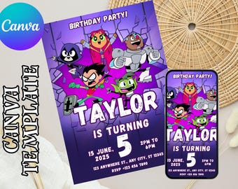Editable Superheroes Birthday Invitation Template, Spider-Man Iron Man Birthday Invite, Avengers Party Editable Template