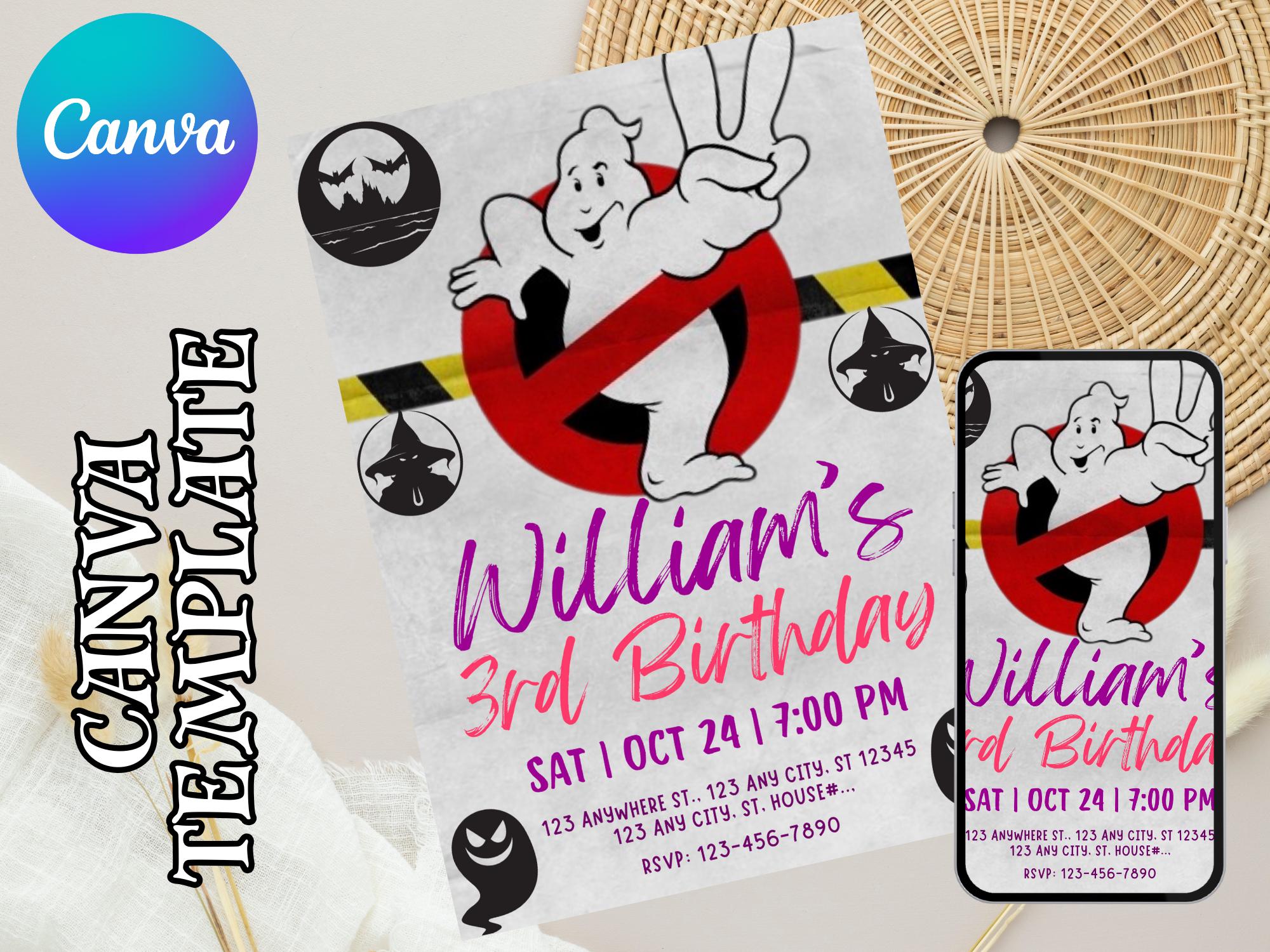 Editable Ghostbusters Birthday Invitation | Printable Ghostbusters ...