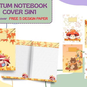 Printable Composition Notebook Autum Animal : Digital Notebook Template