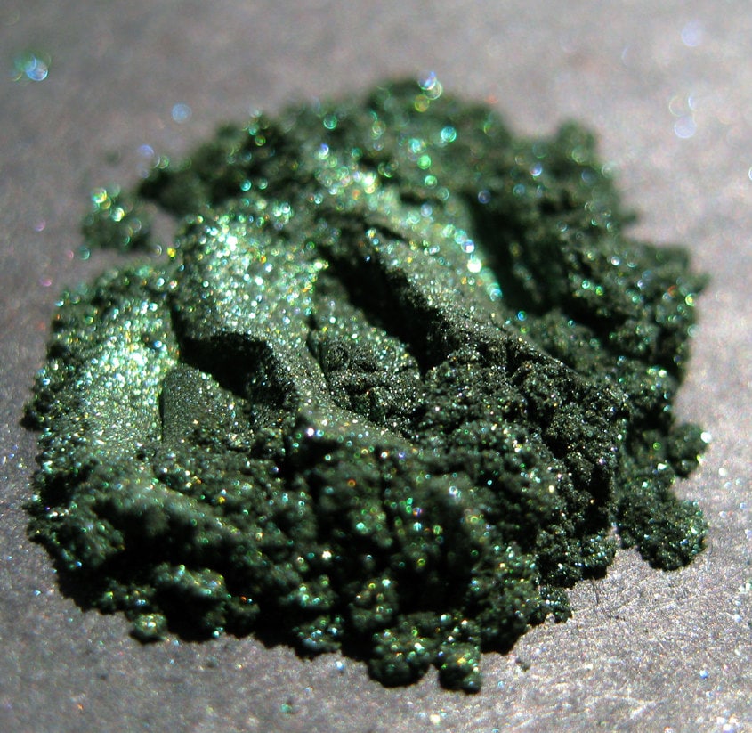 Dark Emerald Eye Shadow Num. 135 Snake Charmer - Blackened Green with Gold Glitter Eye Shadow - Vegan - Halloween 2012