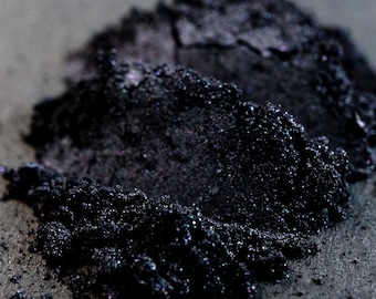 Metallic Black Eye Shadow "The Raven King" – Blue Black with Iridescent Gunmetal Shimmer Loose Mineral Pigment Eyeshadow Num. 152 - Vegan