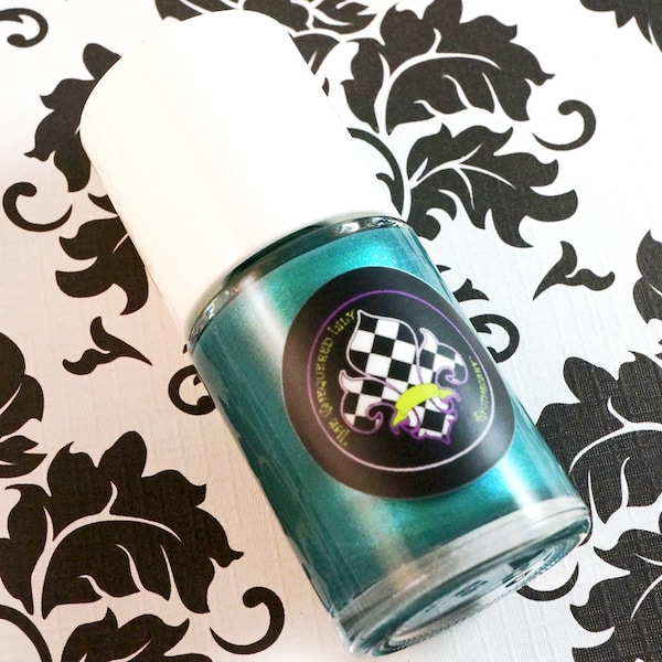 Milky Teal Nail Polish "Cenote" – Turquoise Blue Crelly with Green Shimmer & Iridescent Glitter Lacquer Num. NP47 - Vegan 10 Free Nail Color