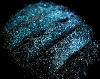 Teal Eye Shadow "Sea Of Darkness" – Black with Iridescent Turquoise & Colorshifting Glitter Eyeshadow Num. 199 - Mermaid Collection - Vegan