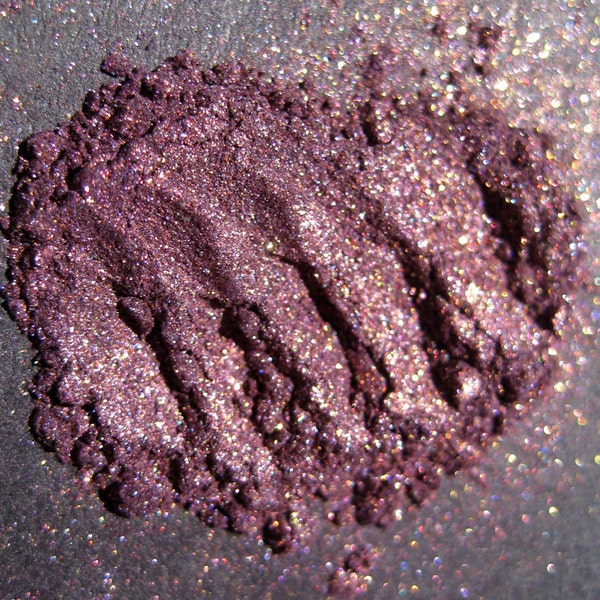 Smoky Plum Eye Shadow Num. 128 Grimoire – Warm Metallic Purple with Iridescent Copper Shimmer & Glitter Loose Mineral Eyeshadow – NOT Vegan