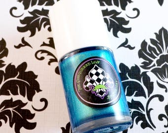 Vernis à ongles turquoise chatoyant « Siren Song » – Bleu sarcelle avec changement de couleur Vert Or Sparkle Mermaid Nail Lacquer Num. NP29 – Végétalien et 5 gratuits