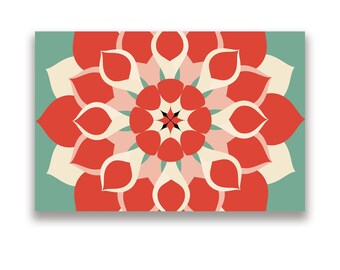 Art fleur rouge moderne, décoration murale florale géométrique, cadeau nature audacieuse, téléchargement numérique
