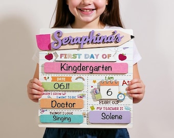 Gepersonaliseerd bord voor eerste en laatste schooldag, herbruikbaar mijlpaalbord
