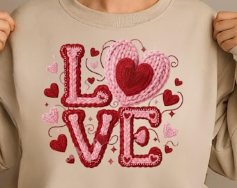 Crochet Heart Valentine PNG | Retro Coquette Shirt Sublimation (Digital Download)