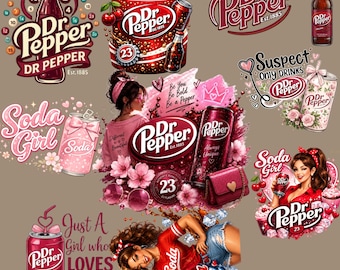 Dr Pepper Girly Clipart Bundle | Coquette Soda PNG | Valentine Design