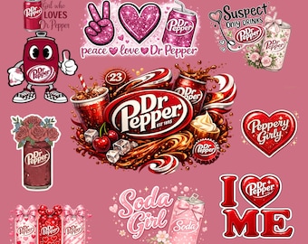 Dr Pepper Girly Clipart Bundle | Coquette Soda PNG | Valentine Design