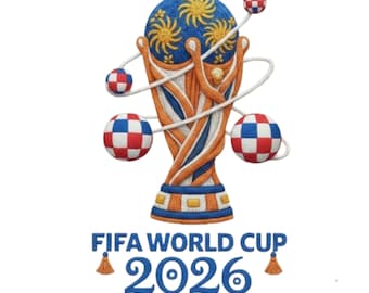 FIFA World Cup 2026 Trophy Design PNG faux yarn png – Modern Football Art with Orbiting Soccer Balls