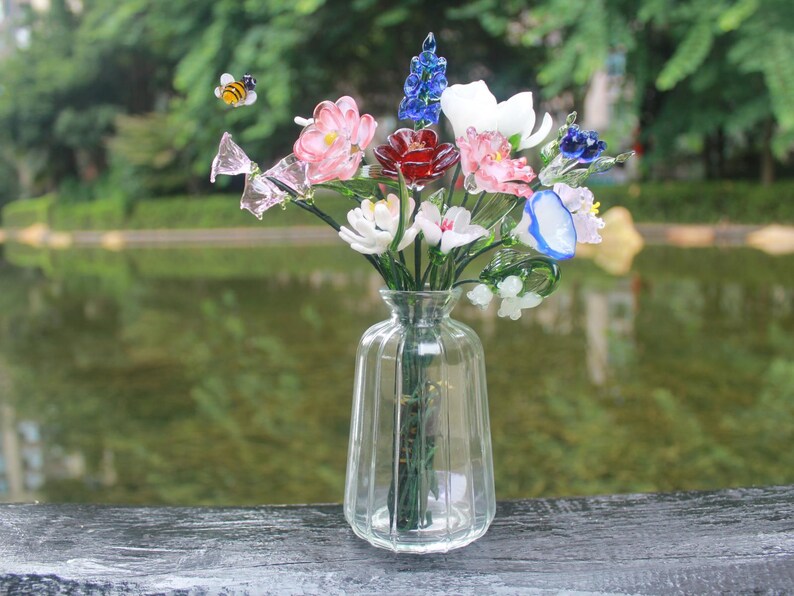 Glass Flower Bouquet | Personalized Birth Month Gift | Valentine's, Wedding, or Mother's Day Present image 17