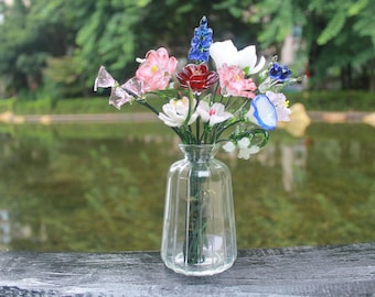 Personalized Birth Month Gift | Glass Flower Bouquet |  Valentine's, Wedding, or Mother's Day Present