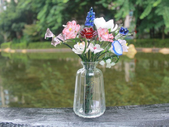 Personalized Birth Month Gift | Glass Flower Bouquet |  Valentine's, Wedding, or Mother's Day Present
