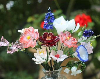Handblown Glass Birth Month Flower Bouquet – Eternal Bloom