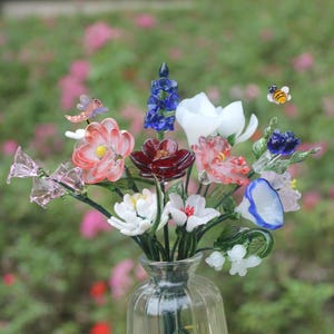 Glass Flower Bouquet | Personalized Birth Month Gift | Valentine's, Wedding, or Mother's Day Present image 3