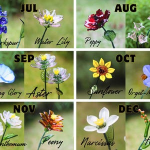 Glass Flower Bouquet | Personalized Birth Month Gift | Valentine's, Wedding, or Mother's Day Present image 9