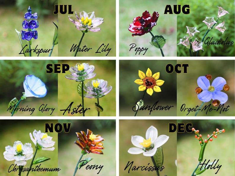 Glass Flower Bouquet | Personalized Birth Month Gift | Valentine's, Wedding, or Mother's Day Present image 9