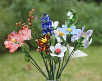 Glass Flower Bouquet | Personalized Birth Month Gift | Valentine's, Wedding, or Mother's Day Present