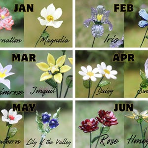 Glass Flower Bouquet | Personalized Birth Month Gift | Valentine's, Wedding, or Mother's Day Present image 4