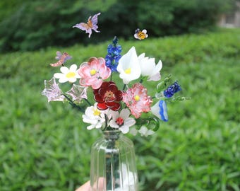 Glass Flower Bouquet | Personalized Birth Month Gift | Valentine's, Wedding, or Mother's Day Present