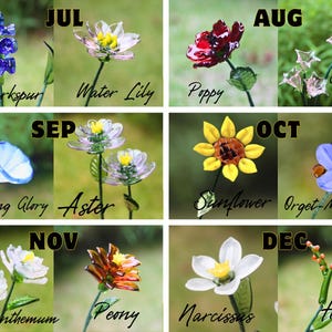 Glass Flower Bouquet | Personalized Birth Month Gift | Valentine's, Wedding, or Mother's Day Present image 5