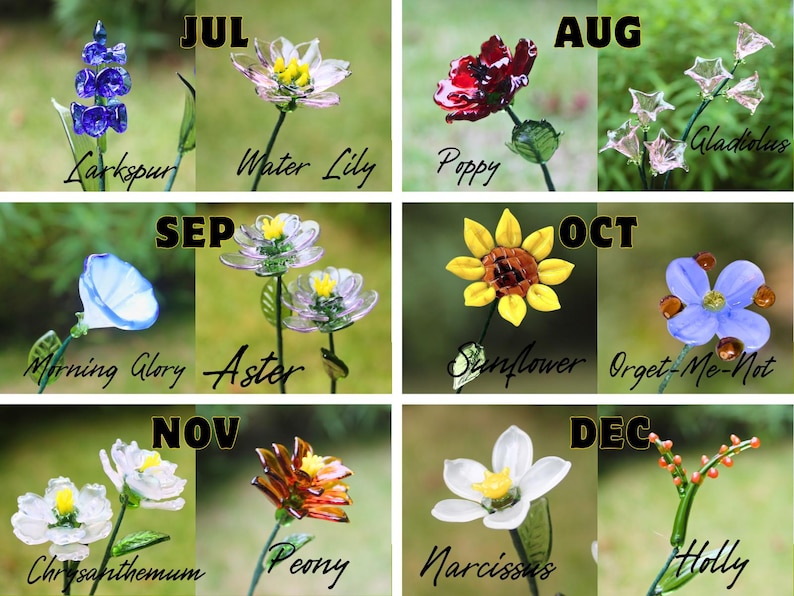 Glass Flower Bouquet | Personalized Birth Month Gift | Valentine's, Wedding, or Mother's Day Present image 5