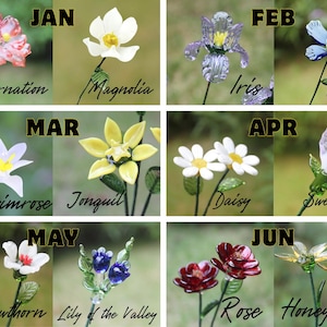 Glass Flower Bouquet | Personalized Birth Month Gift | Valentine's, Wedding, or Mother's Day Present image 8