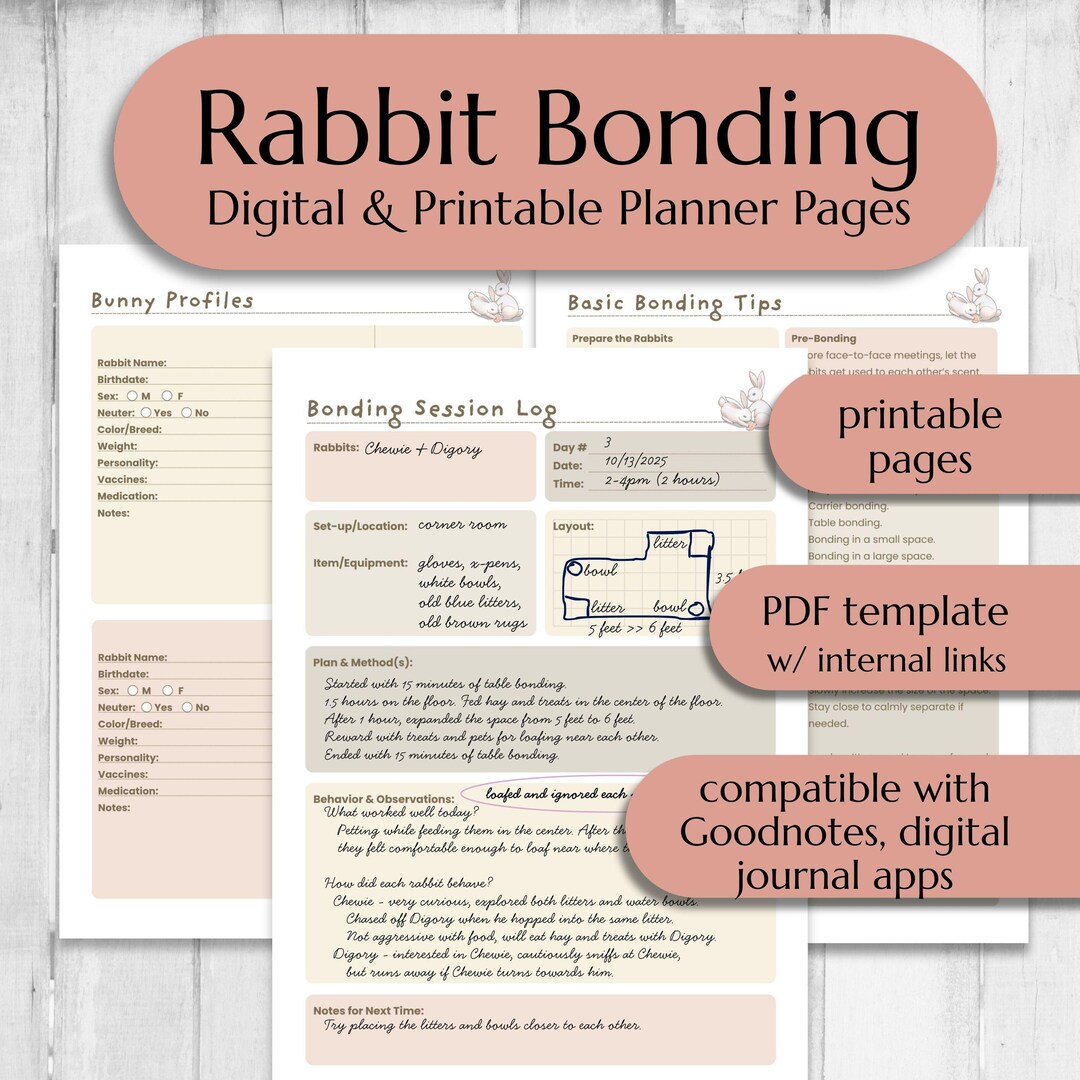 Planner Rabbet Rabbit Bonding Planner | Printable & Digital Planner PDF Pages to Help ...