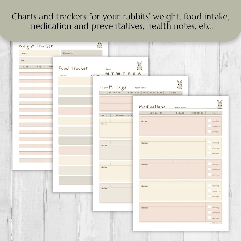 Rabbit Care Planner | Digital & Printable PDF Planner Template Pages ...