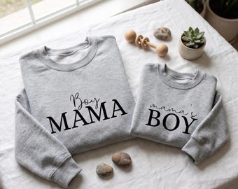 Boy Mama and Mama's Boy Matching Sweatshirts, Mom and Son Matching Outfit, Boy Mom Gift Set, Mommy and Me Crewneck, Family Matching Set