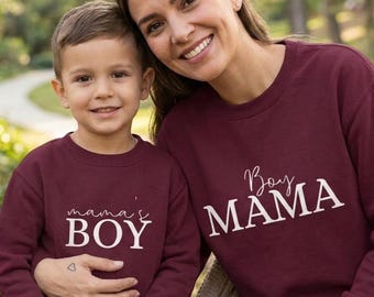 Boy Mama and Mama's Boy Matching Sweatshirts, Mom and Son Matching Outfit, Boy Mom Gift Set, Mommy and Me Crewneck, Family Matching Set