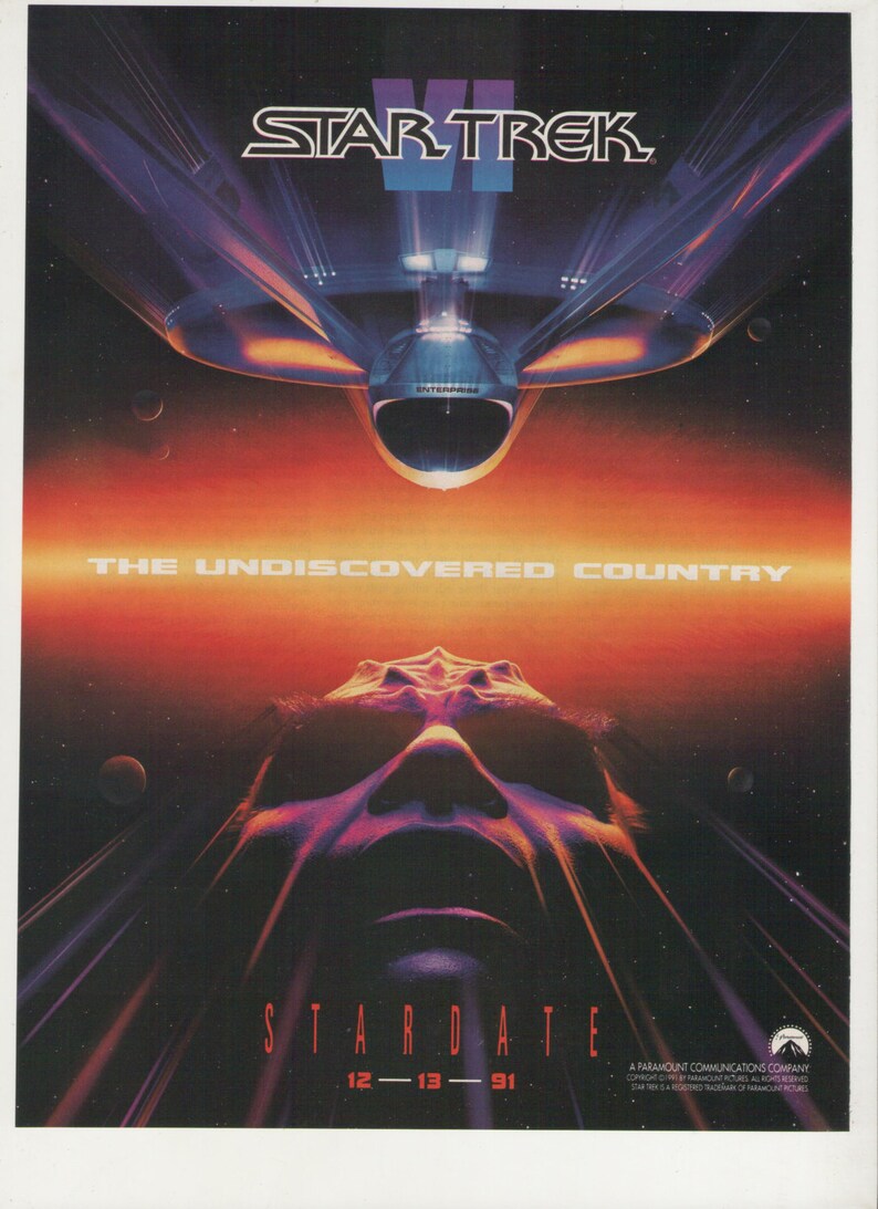 1991 Advertisement Star Trek Vi The Undiscovered Country Movie Etsy