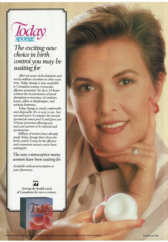 Items similar to 1990 Advertisement Today Sponge Contraceptive 80s