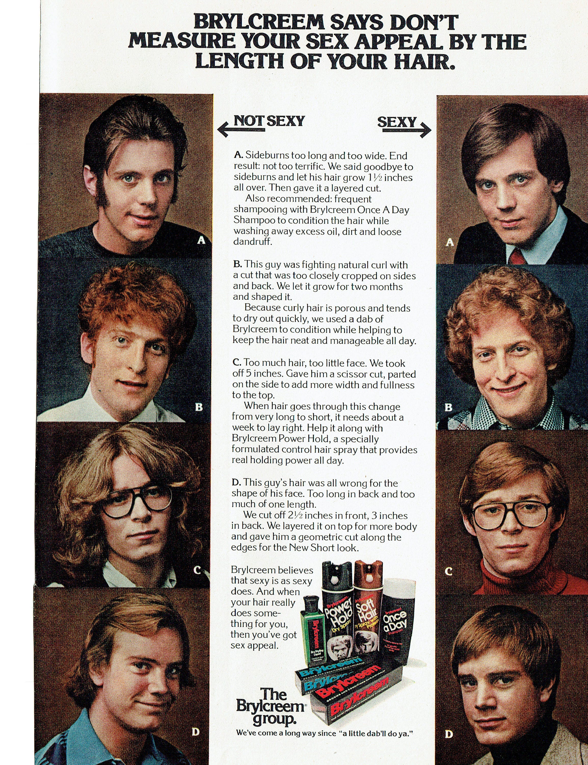 1975 Advertisement Brylcreem Sexy Not Group 70s Hair Styles Etsy