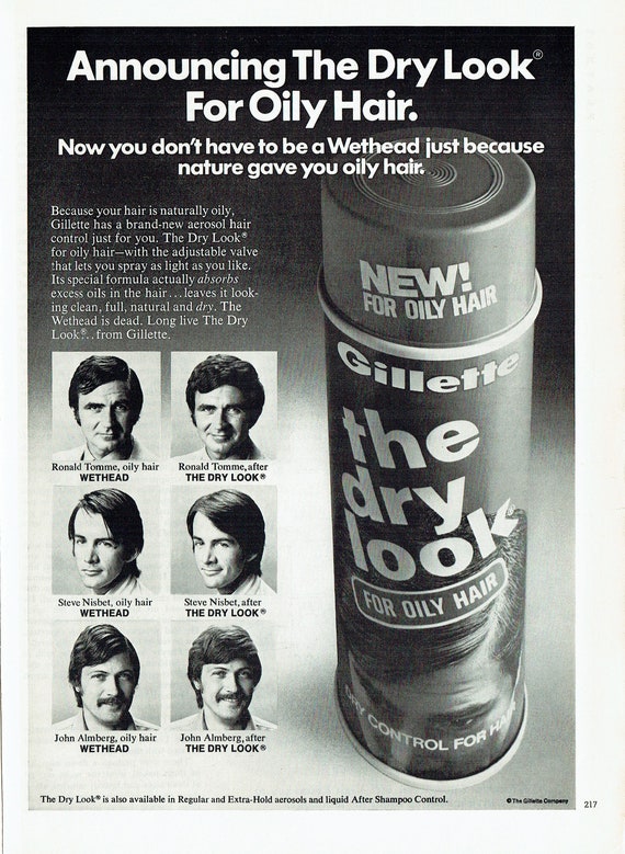 1973 Advertisement Gillette The Dry Look For Oily Hair Spray Etsy