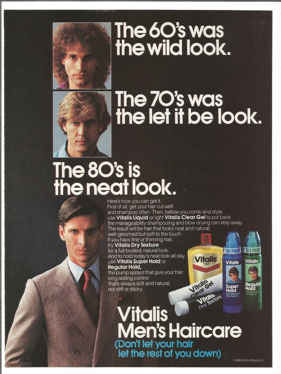 1984 Advertisement Vitalis 80s Men S Hairspray Haircare Etsy