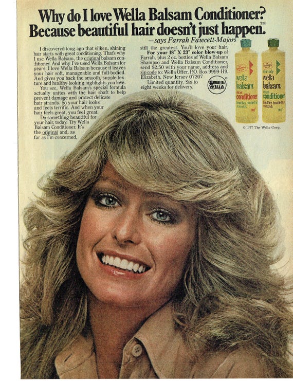 1977 advertisement farrah fawcett for wella balsam conditioner etsy