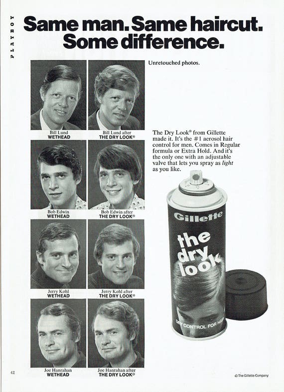 1973 Advertisement Gillette The Dry Look Hair Spray Control Etsy