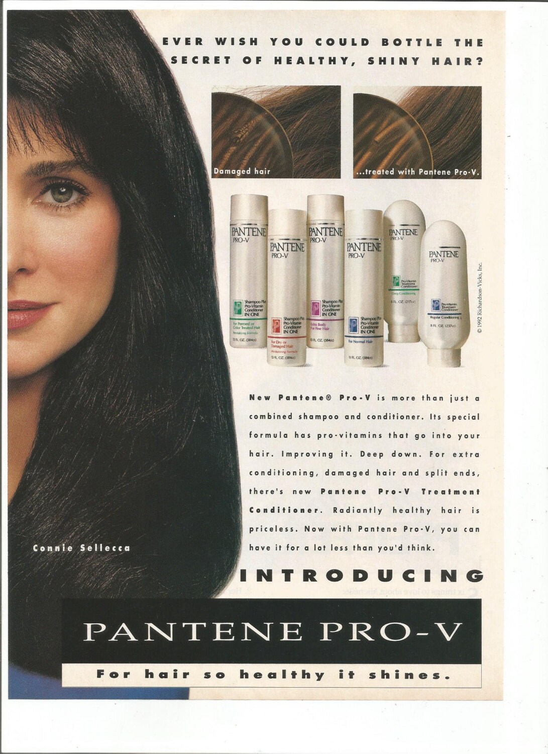 1992 Advertisement Connie Sellecca Pantene Pro V Shampoo Etsy