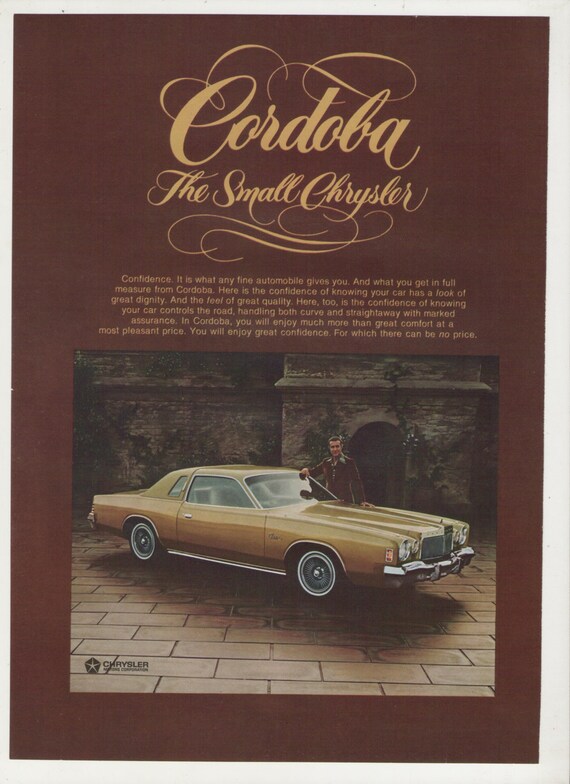 1976 CHRYSLER CORDOBA AD ART PRINT POSTER