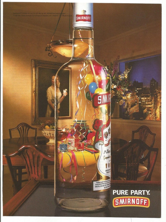 1994 Advertisement Smirnoff Vodka Pure Party Bottle Birthday Etsy