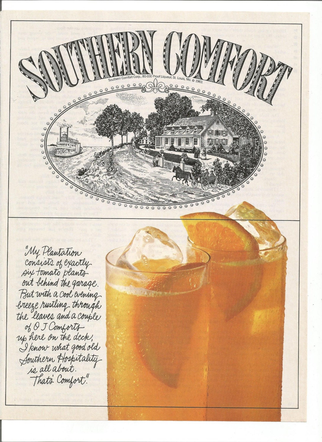 1984 Advertisement Southern Comfort Oj Comfort Cocktail 80s Etsy