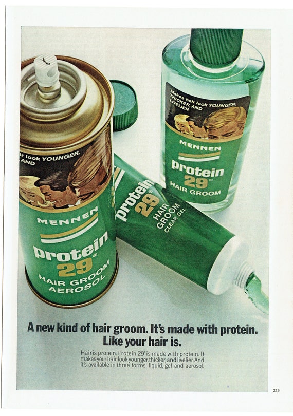 1969 Advertisement Mennen Protein 29 Hair Groom Green Liquid Etsy