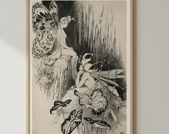 Forest Fairies Wall Art, Enchanted Forest Decor, Magical Fairy Print, Woodland Fantasy Poster, Nature Sprite Art