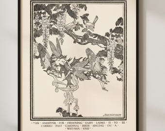 Art Nouveau Whimsical Fairy Matte Vertical Posters, Illustration Print, Wall Decor, Home Art, Vintage Style Poster