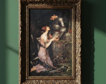 Knight and Maiden Medieval Painting, Matte Fantasy Art Print