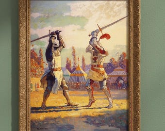 Battling Knights Poster, Medieval Art Print, Home Decor Wall Art, Castle Theme Room Decor, Historical Artwork